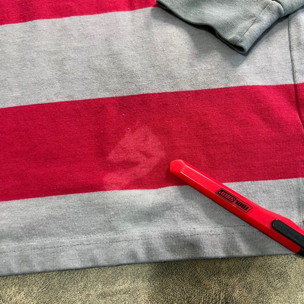 Steeplechase Rugby Polo Shirt Mens XL Red Grey Striped Long Sleeve Cotton VTG - Picture 2 of 9